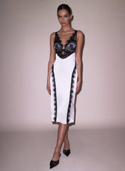 Silk Lace V Neck Evening Dress