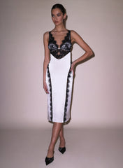 Silk Lace V Neck Evening Dress