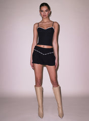 Flirty Flare Mini Skirt in Silk and Lace