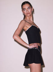 Flirty Flare Mini Skirt in Silk and Lace