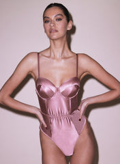 Satin Bullet Bodysuit Structured Fit Molded Cups