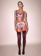 Rose Jacquard Thong Delicate Stitch Detail