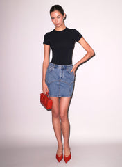 Denim Garter Skirt Flirty Details