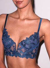 Lily Embroidery Longline Demi Bra Floral Silk Top