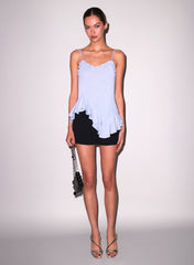 Silk Georgette Top with Asymmetrical Hem