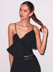 Chic Cropped Top with Oversized Bow