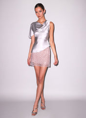 Sparkling Sequin Mini Skirt Diamond Grid Tulle