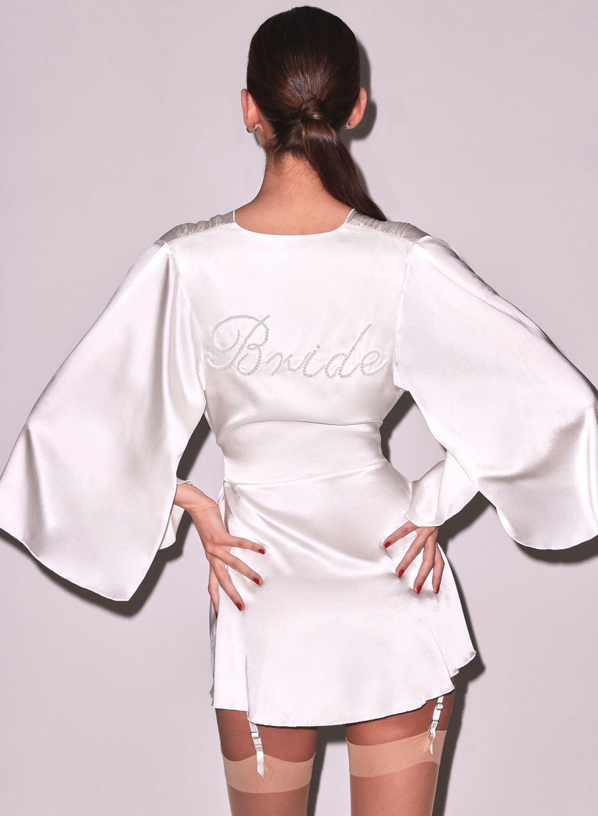 Embroidered Angel Sleeve Bridal Robe