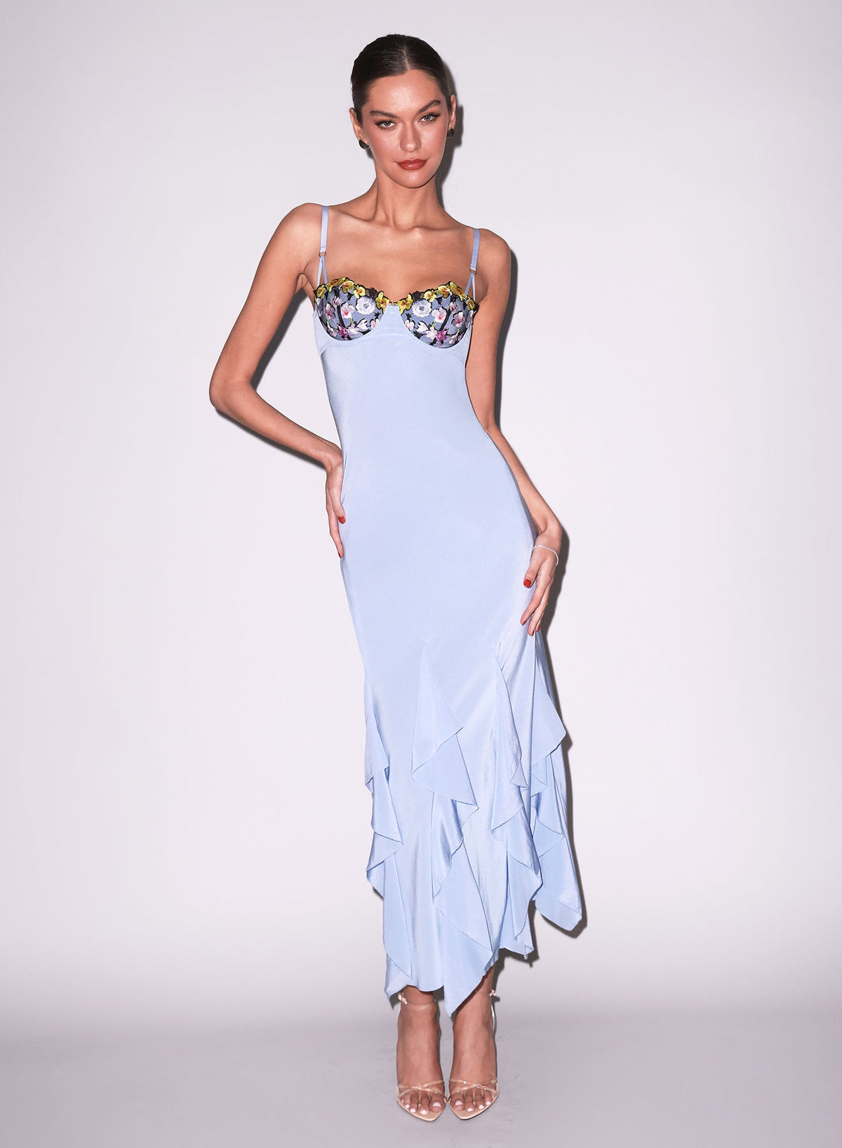Eden Gown Floral Embroidery Silk Slip Dress