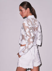 Floral Embroidered Shorts with Satin Lining