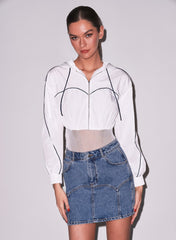 Trackstar Bodysuit Hooded Mesh Long Sleeve