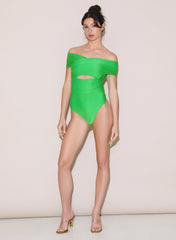 Wrap Front Bodysuit Chic Off Shoulder