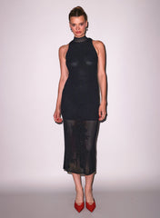 Lace Pointelle Midi Racer Dress