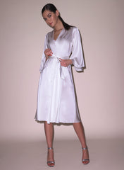 Midi Angel Sleeve Robe Luxe Silk Charmeuse