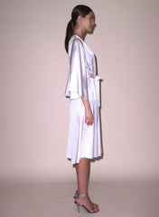 Midi Angel Sleeve Robe Luxe Silk Charmeuse