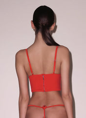 Embroidered Bustier Top with Silk Straps