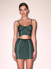 Rib Knit Mini Skirt with Contrast Seams