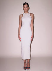 Strappy Rib Ribbed Maxi Dress Elegant Column Silhouette