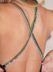 Rhinestone Chain Dress Sparkling Evening Gown