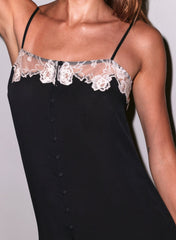 Silk Slip Dress with Lace Applique