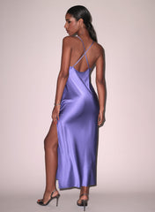 Elegant Silk Slip Dress with High Slit