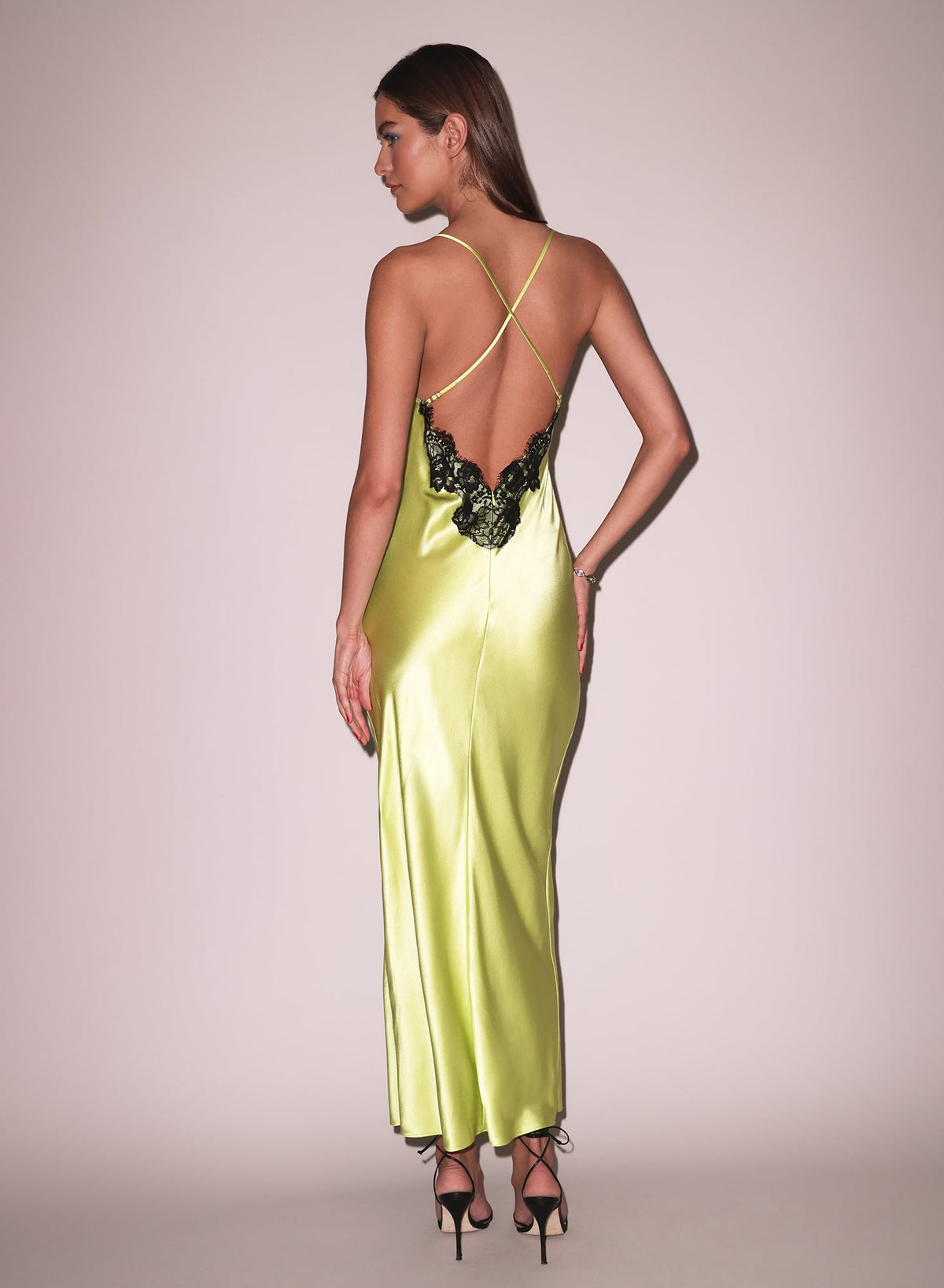 Open Back Maxi Slip Dress Silk Charmeuse Evening Elegance