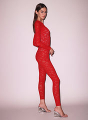 Stretch Lace Catsuit Elegant Provocative