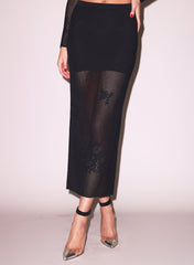 Lace Pointelle Maxi Skirt Flowy Feminine