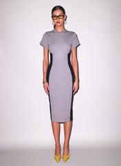 Cotton Underbust Midi Dress with Rib Panels