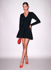 V Neck Corset Dress Flared Skirt