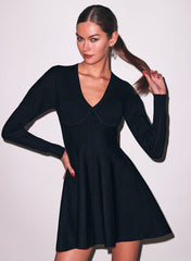 V Neck Corset Dress Flared Skirt