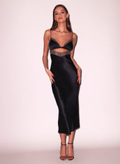 Beaded Rose Slip Dress Romantic Evening Silk Elegance