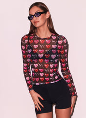 Heartbreaker Long Sleeve Mesh Top