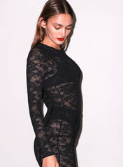 Lace Long Sleeve Bodysuit Elegant Stretch