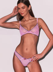 Flirty Fishnet Thong with Keyhole and Bow