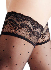 Polka Dot Stay Up Stockings Sheer Matte Black