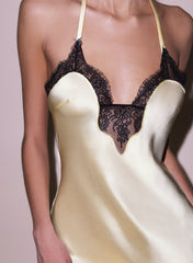 T Strap Silk Dress with Lace Plunge