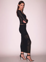 Lace Pointelle Maxi Skirt Flowy Feminine