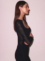 Lace Pointelle Top with Tie Detail