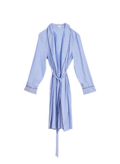 Cotton Poplin Robe with Silk Piping