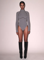 Ribbed Lace Trim Bodysuit Romantic Lingerie