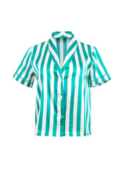 Silk Pajama Top with Striped Charm