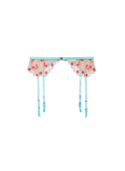 Romantic Rose Vine Embroidered Garter Belt