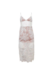 Floral Sequin Midi Dress Sparkling Evening Gown