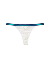 Match Point Mesh Thong with Bow Embroidery