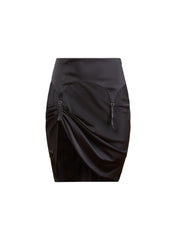 Silk Garter Skirt Asymmetrical Hem Elegance