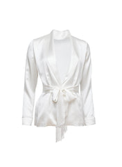Silk Smoking Jacket with Fringe Embellishment