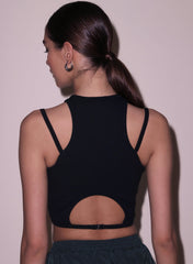 Strappy Ribbed Tank with Cutout Back