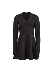 V Neck Corset Dress Flared Skirt