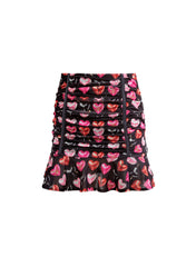 Ruched Heart Motif Mini Skirt